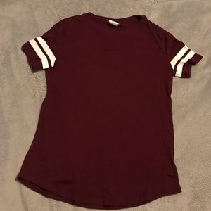 PINK maroon and white stripe tee